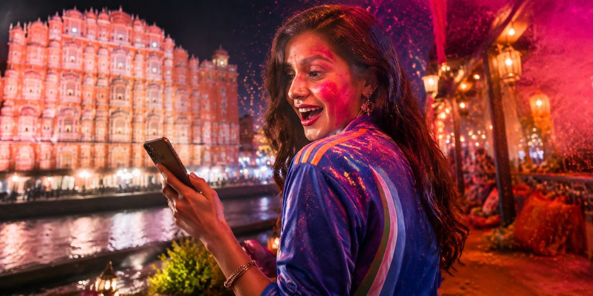 Cricket fans enjoying live IPL betting during Holi festival celebrations